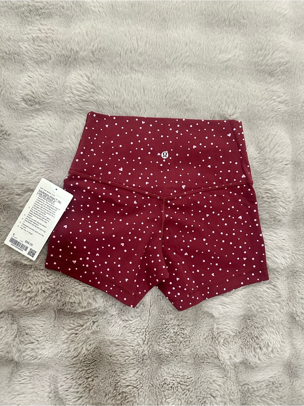 NWT Lululemon Align No Line™ High-Rise Short 4" Heart Scatter Dot Burgundy Bay 6